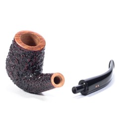 Pipa in Radica Radice Rind Rusticata Bent Billiard