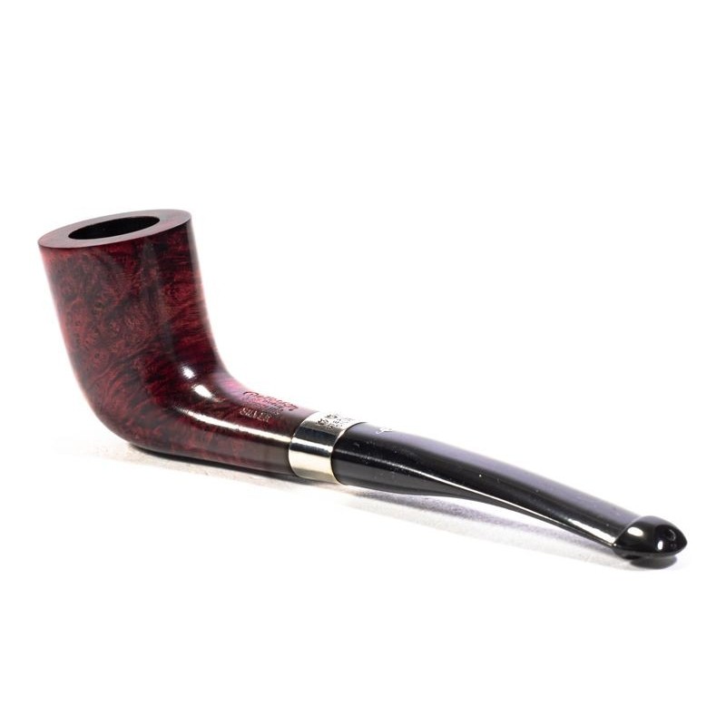 LIG112 - PETERSON ACCENDINO PER PIPA LAMINATO ARGENTO LINEE VERTICALI -  Peterson