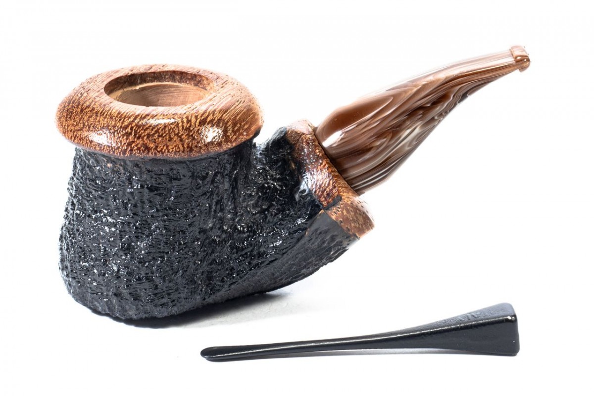 Pipe Armellini Botero Rusticated Chubby Bent Pot Pipe Armellini Botero Rusticated Chubby Bent Pot