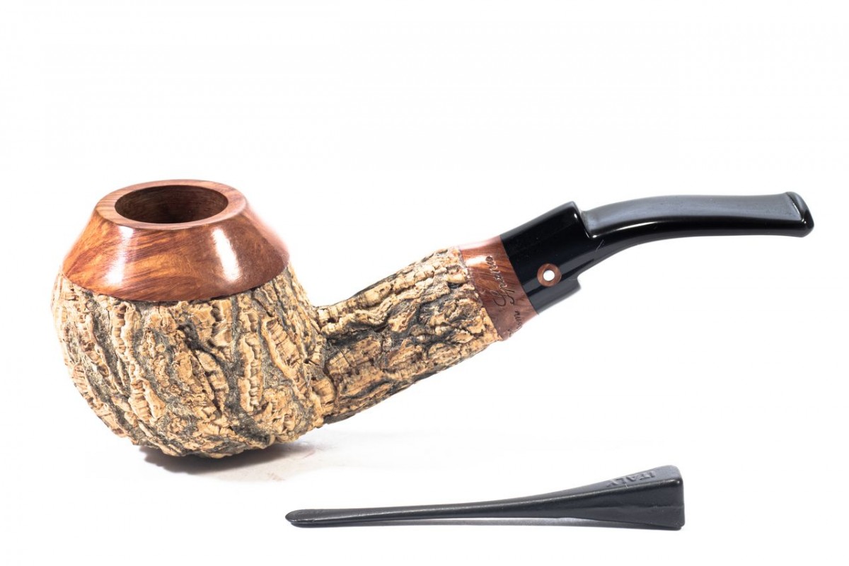 Cork Pipe Tommaso Spanu Rusticated Bent Rhodesian