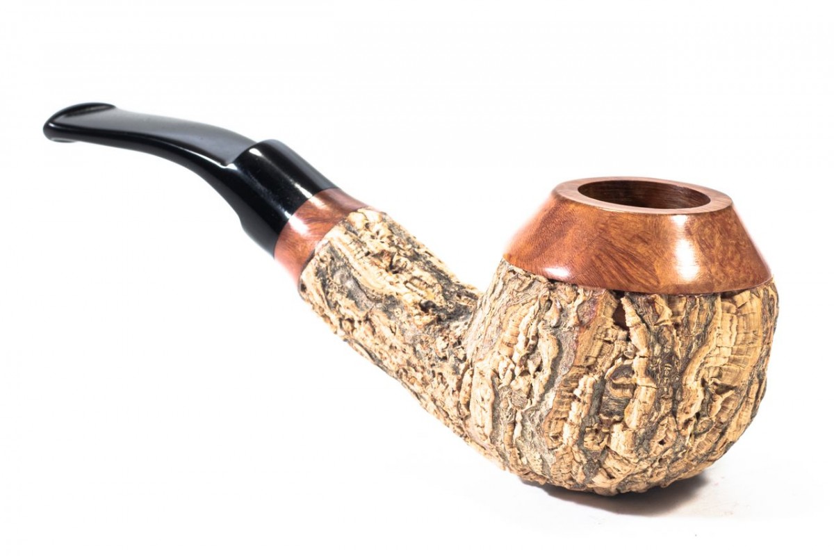 Cork Pipe Tommaso Spanu Rusticated Bent Rhodesian