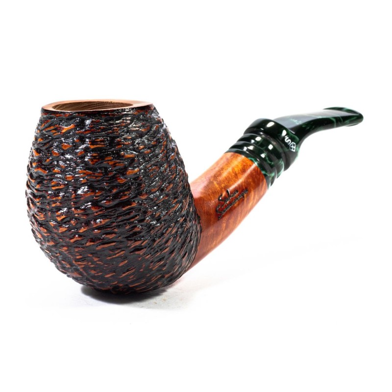 Pipa in Radica Santambrogio Rusticata Bent Pipa in Radica Santambrogio Rusticata Bent