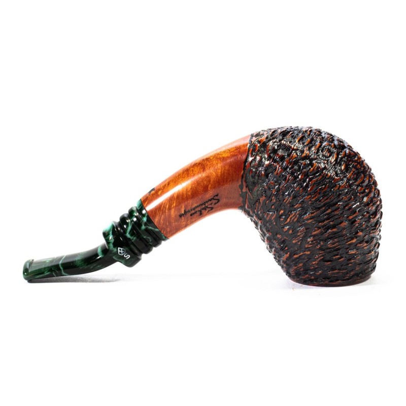 Pipa in Radica Santambrogio Rusticata Bent Pipa in Radica Santambrogio Rusticata Bent