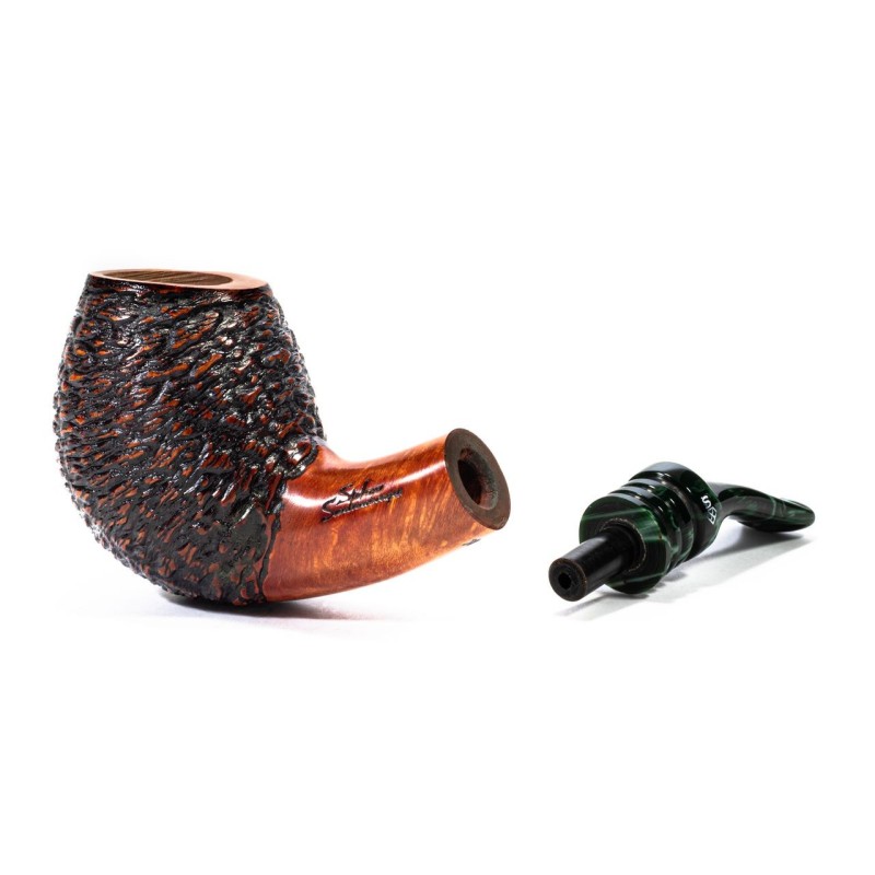 Pipa in Radica Santambrogio Rusticata Bent Pipa in Radica Santambrogio Rusticata Bent
