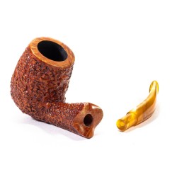 Pipa in Radica Radice Rind Rusticata Bent Billiard