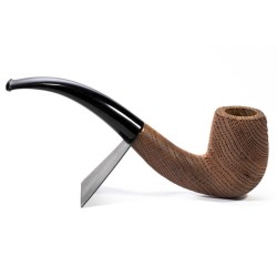 Bog Oak Pipe Castoldi Sandblasted Bent Billiard