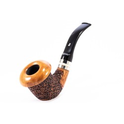 Italian Estates: Ser Jacopo Domina 98 Sandblasted Bent Pot with Silver  (049) Tobacco Pipe