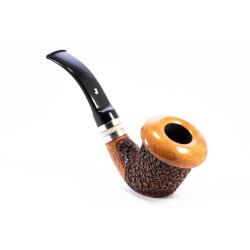 Italian Estates: Ser Jacopo Domina 98 Sandblasted Bent Pot with Silver  (049) Tobacco Pipe