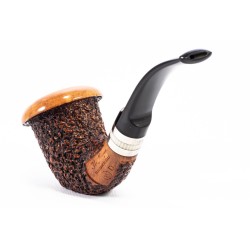 Italian Estates: Ser Jacopo Domina 98 Sandblasted Bent Pot with Silver  (049) Tobacco Pipe