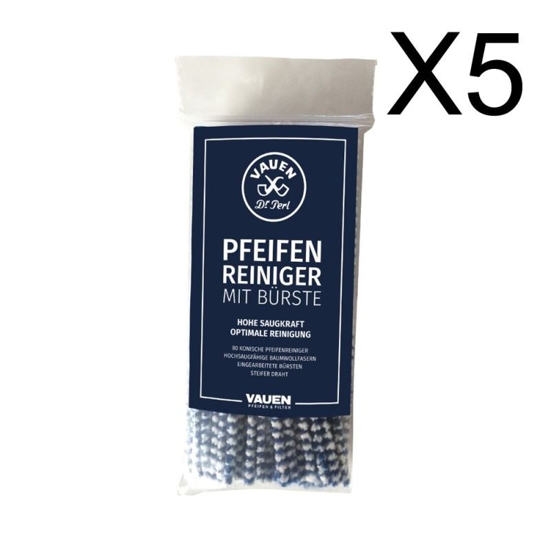 Pack of Vauen conical abrasive pipe cleaners with bristles, labeled “Pfeifen Reiniger mit Bürste,” quantity 5.