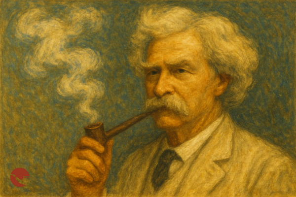 Mark Twain che fuma la pipa